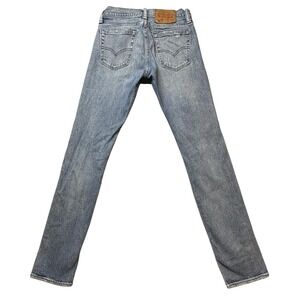 Levis 505 C Jeans Womens 25x30 Blue Distressed Patch Knee Stretch Straight Denim